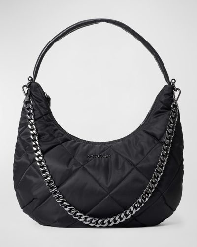 Shop Mz Wallace Bowery Quilted Nylon Shoulder Bag In Black