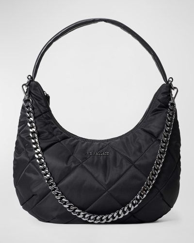Mz Wallace Bowery Quilted Nylon Shoulder Bag In Black