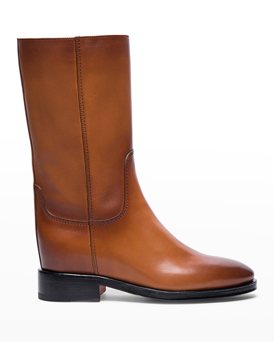 Shop Santoni Fleeces Calfskin Mid Boots In Brown