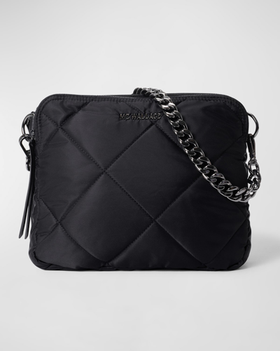 Mz Wallace Bowery Quilted Nylon Crossbody Bag In Black