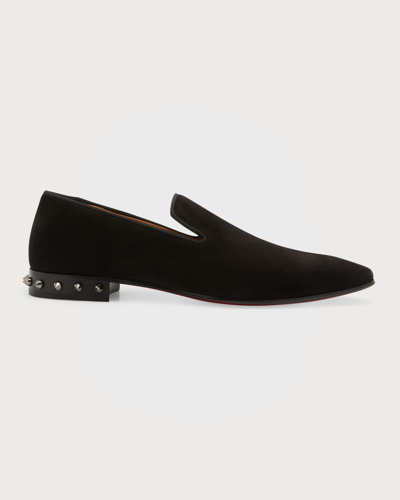 Shop Christian Louboutin Men's Marquees Velvet Loafers In Black Bk Gun