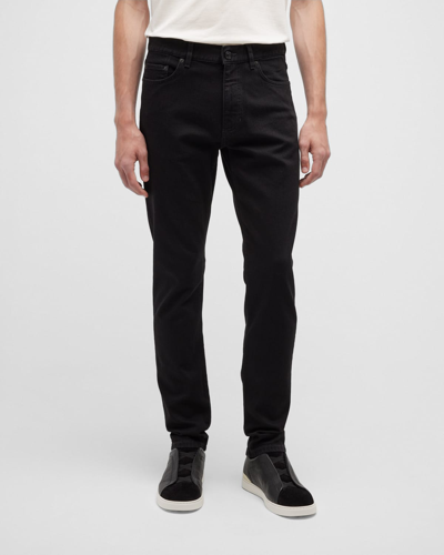 Shop Zegna Men's 5-pocket Black Wash Denim Jeans In Black Solid