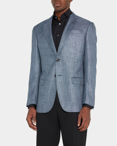 Shop Emporio Armani Men's Solid Wool Sport Coat In Solid Medium Blue