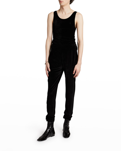 Shop Saint Laurent Men's Solid Jersey Tank Top In Nero