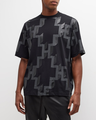 Shop Marcelo Burlon County Of Milan Men's Allover Tonal Cross T-shirt In Black Dark G