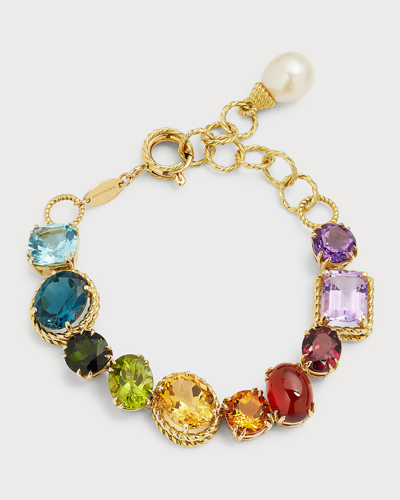Shop Dolce & Gabbana 18k Yellow Gold Multi-gem Adjustable Bracelet, 13cm