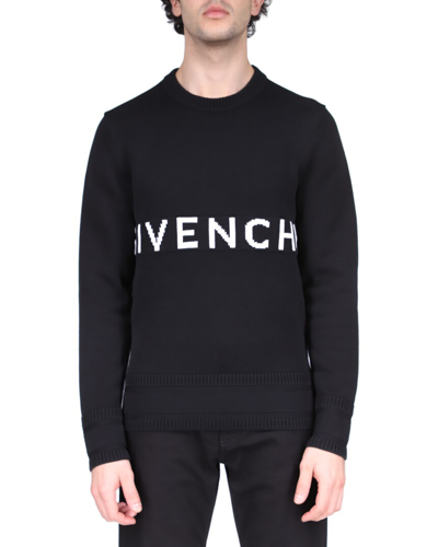 Shop Givenchy Men's Cotton Logo Crew Sweater In Vermillon