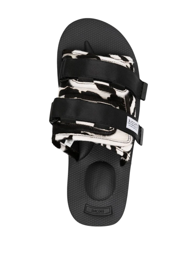 Shop Suicoke Vhl Animal-print Sliders In Schwarz