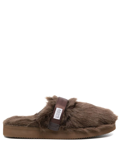 Shop Suicoke Zavo Faux-fur Sliders In Braun