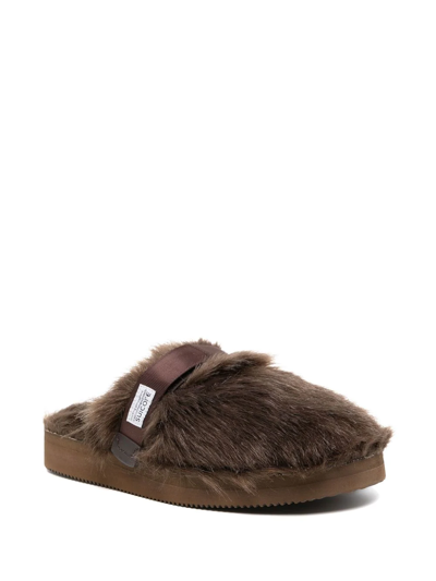 Suicoke Zavo Faux-fur Sliders In Braun