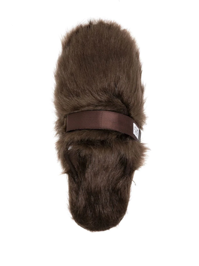 Suicoke Zavo Faux-fur Sliders In Braun