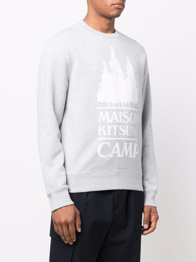 Shop Maison Kitsuné Mélange-effect Logo Sweatshirt In Grau
