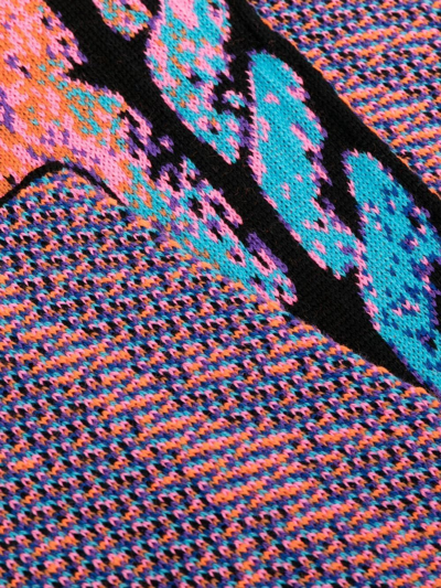 Shop Agr Merino-wool Gradient Cable-knit-print Scarf In Orange