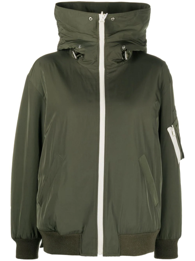 Shop Yves Salomon Reversible Hooded Bomber Jacket In Grün