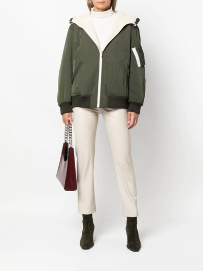 Yves Salomon Reversible Hooded Bomber Jacket In Grün