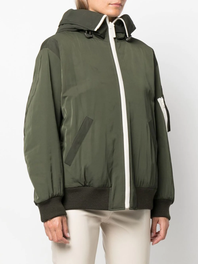 Shop Yves Salomon Reversible Hooded Bomber Jacket In Grün