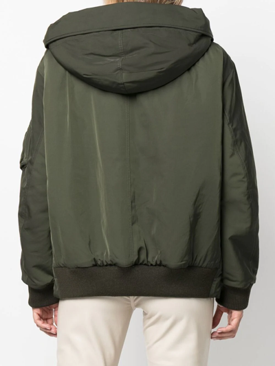 Yves Salomon Reversible Hooded Bomber Jacket In Grün