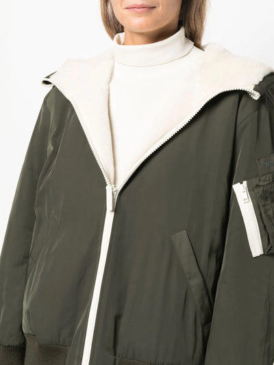 Yves Salomon Reversible Hooded Bomber Jacket In Grün