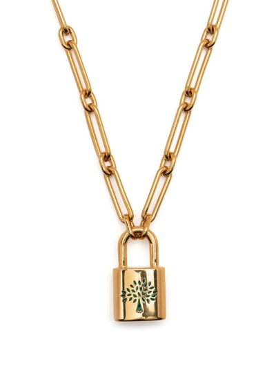 Shop Mulberry Padlock Tree Pendant Necklace In Gold