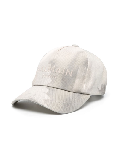 Shop Balmain Logo-embroidered Baseball Cap In Grau