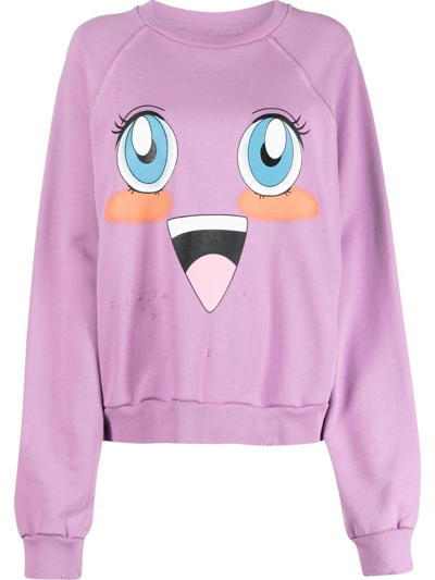 Shop Liberal Youth Ministry Emoji Crew-neck Sweatshirt In Rosa