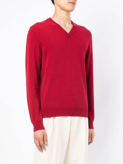Shop N•peal Organic-cotton V-neck Jumper In Red