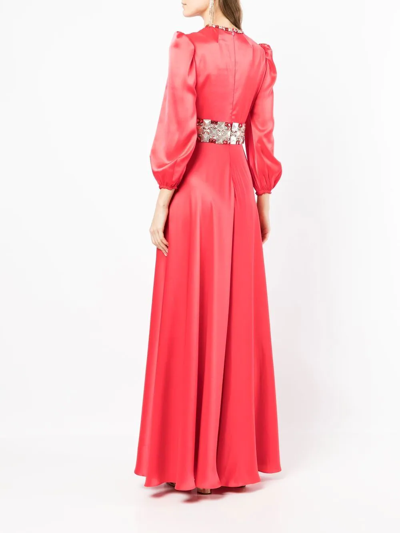 Shop Jenny Packham V-neck Day Dress In Red