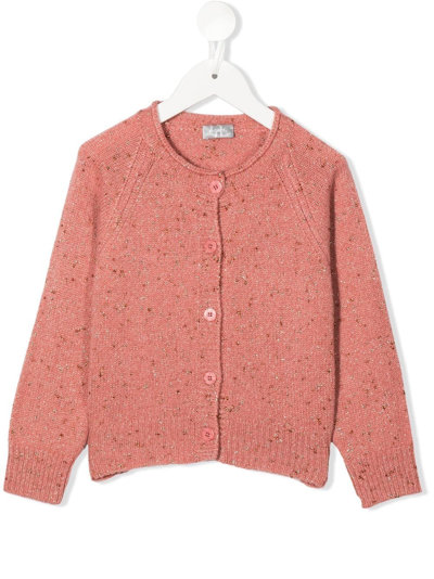 Shop Il Gufo Marl-knit Button-up Cardigan In Rosa