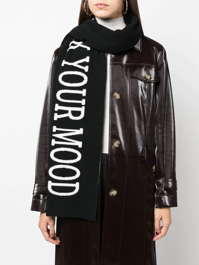 Alberta Ferretti Slogan-print Scarf In Schwarz