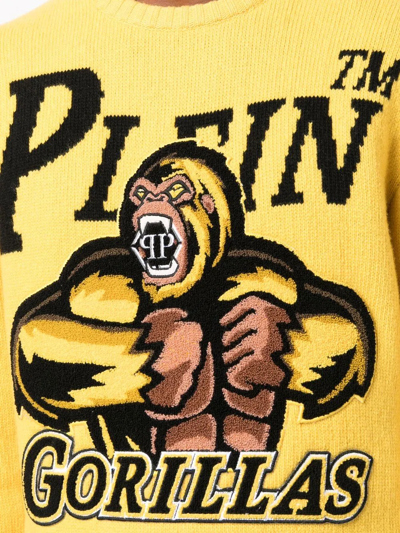Shop Philipp Plein Basketball Wool Pullover Jumper In Yellow