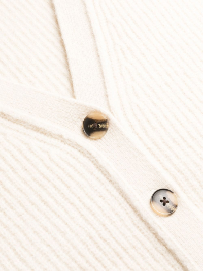 Remain Birger Christensen Off-white Karin Ribbed Knit Cardigan In Nude