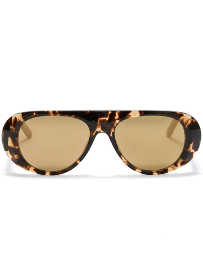 Shop Palm Angels Sierra Round-frame Sunglasses In Braun