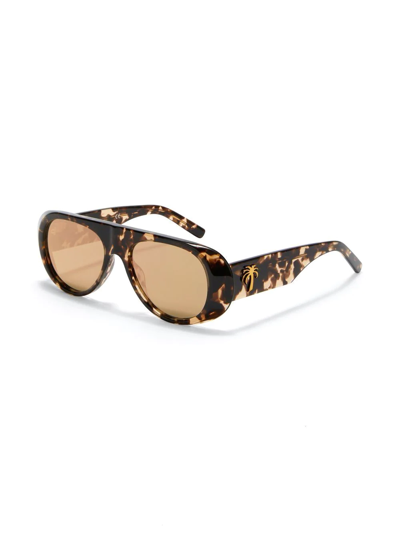 Shop Palm Angels Sierra Round-frame Sunglasses In Braun