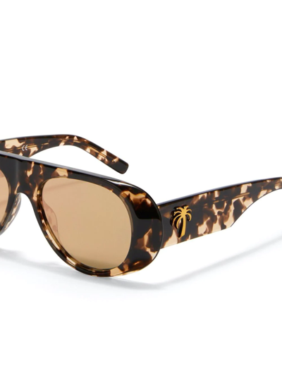 Shop Palm Angels Sierra Round-frame Sunglasses In Braun