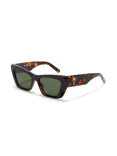 Shop Palm Angels Hermosa Square-frame Sunglasses In Braun