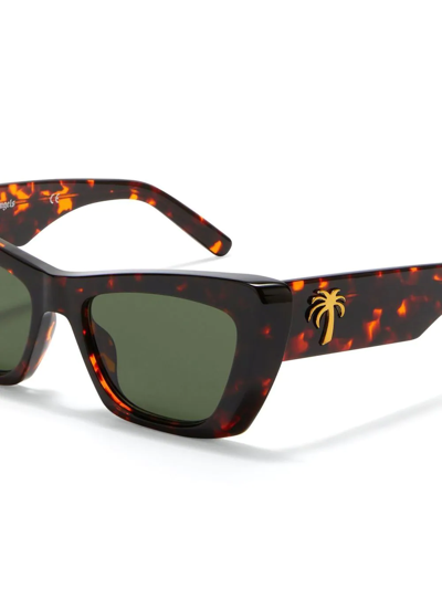 Shop Palm Angels Hermosa Square-frame Sunglasses In Braun