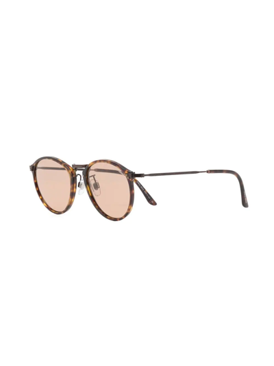 Shop Giorgio Armani Tortoiseshell Round-frame Sunglasses In Braun