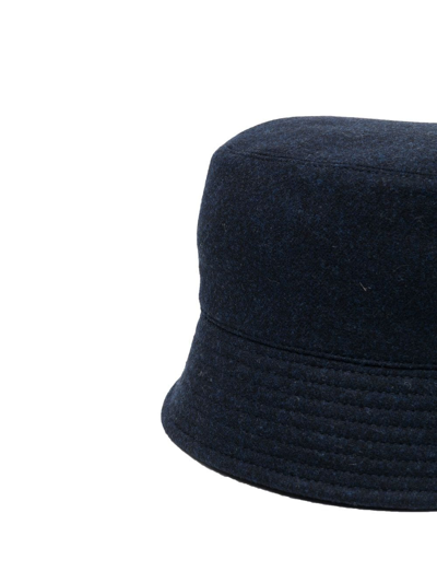 Shop Moorer Logo-patch Felt Bucket Hat In Blau