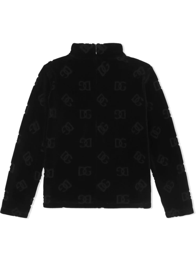 Shop Dolce & Gabbana Logo-jacquard Half-zip Sweater In Black