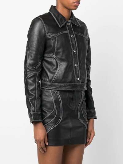 Shop Each X Other Button-up Leather Jacket In Schwarz