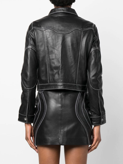 Shop Each X Other Button-up Leather Jacket In Schwarz