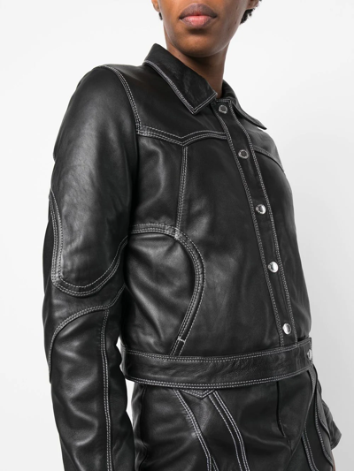 Shop Each X Other Button-up Leather Jacket In Schwarz