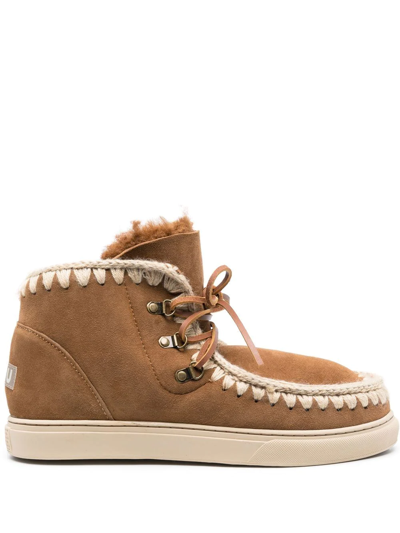 Shop Mou Sheepskin Ankle Boots In Braun