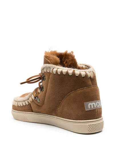 Shop Mou Sheepskin Ankle Boots In Braun