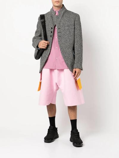 Comme Des Garçons Homme Deux Colour-block Panelled Blazer In Grey