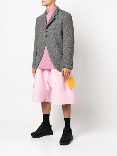 Comme Des Garçons Homme Deux Colour-block Panelled Blazer In Grey