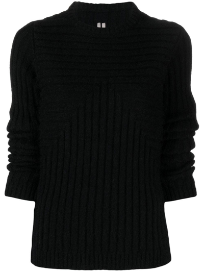 Shop Rick Owens Long-sleeve Knitted Top In Schwarz