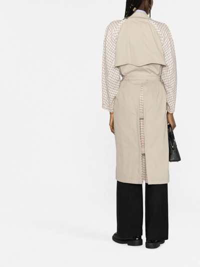 Shop Maison Margiela Checked Double-breasted Trench Coat In Nude
