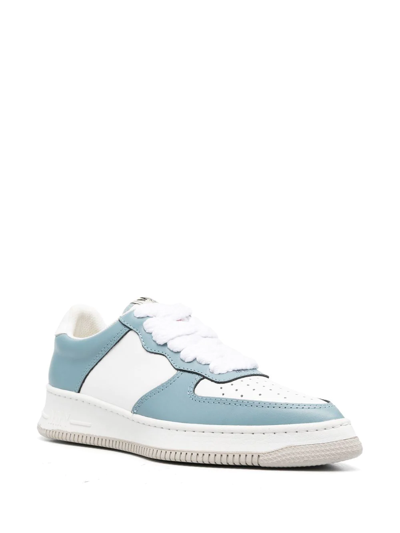 Shop Miharayasuhiro Two-tone Pointed Leather Sneakers In Blue