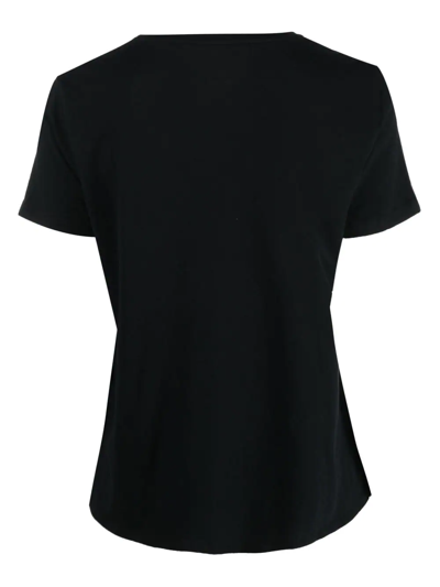 Shop Majestic V-neck Cotton T-shirt In Schwarz